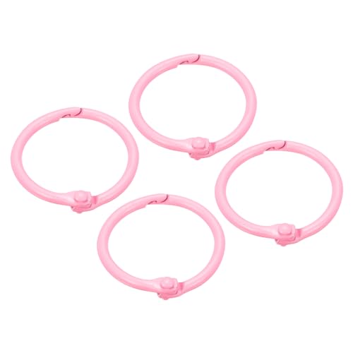 METALLIXITY Loseblatt-Binderinge (30mm/1,2 Zoll) 4 Stück, Stahl-Schlüsselring-Binder-Clips Buchringe - für Zuhause oder Büro, Pink von METALLIXITY