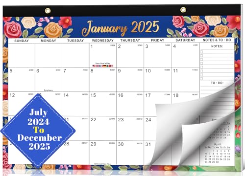 Kalender 2024 2025 Wandkalender - Tischkalender 2024 2025 A3, Jul. 2024 - Dez. 2025, 43 x 30,5 cm 18 Monatskalender für Planung, Kalender Monat zur Ansicht mit To-Do-Liste & Notizen, Familienplaner von METEOROCK