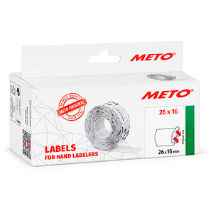 METO Preisetiketten weiß permanent 26,0 x 16,0 mm, 6 Rollen von METO