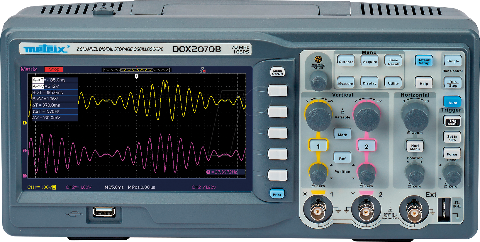 CHAU DOX2070B - Digital-Speicher-Oszilloskop, 70 MHz, 2 Kanäle, USB, LAN von METRIX