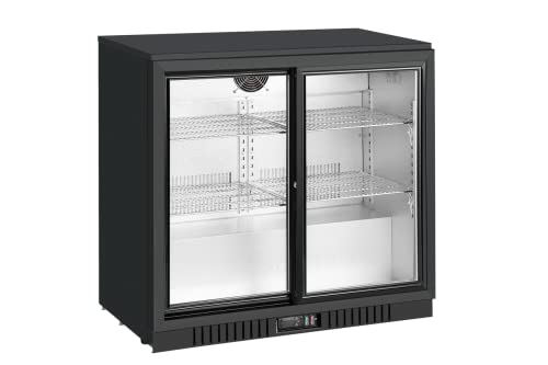 METRO Professional Barkühlschrank GBC3102, Aluminium/Glas, 98 L, Luftkühlung, mit Schloss, 2-türig, schwarz von METRO Professional