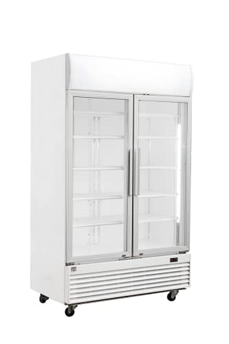 METRO Professional Getränkekühlschrank GSC2100 mit 2 Glastüren,930 L, weiß, 3,1 kWh/24 h, 220-240 V, Kühlschrank mit Led Beleuchtung und 10 verstellbaren Einlegeböden für Gastronomie, Restaurant von METRO Professional