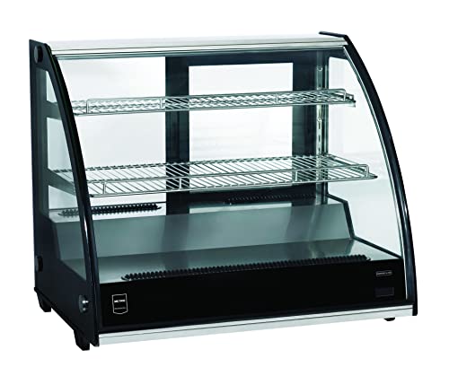 METRO Professional Kühlvitrine GCV1600, Edelstahl/Glas, 130 L, Umluftkühlung, 200 W, verstellbare Regale, schwarz von METRO Professional