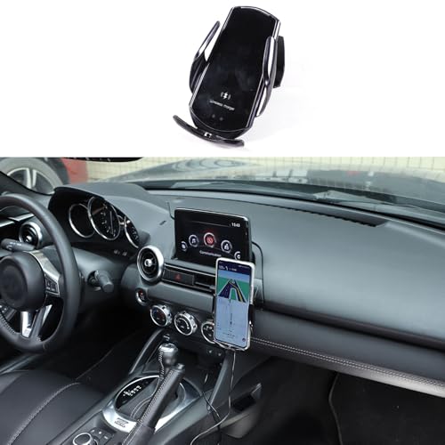 Auto Handyhalterung für Mazda MX-5 ND 2016-2024 Center Air Vent Right Side Drehbar Feste Handyhalterung für Auto Fit für iPhone Android und Universal Smartphones (Wireless Charging/D Style) von METYOUCAR