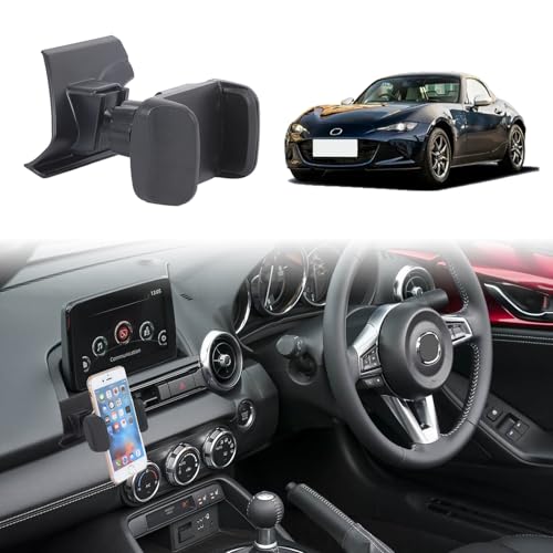 METYOUCAR Auto Handyhalterung für Mazda MX-5 ND 2016-2024 Center Air Vent Linke Seite Drehbar Feste Handyhalterung für Auto Fit für iPhone Android Smartphones Rechtslenker (Clip/A) von METYOUCAR