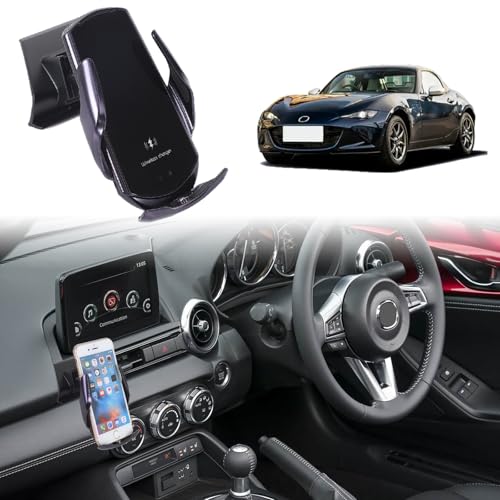 METYOUCAR Auto Handyhalterung für Mazda MX-5 ND 2016-2024 Center Air Vent Linke Seite Drehbar Feste Handyhalterung für Auto Fit für iPhone Android Smartphones Rechtslenker (Stil D) von METYOUCAR