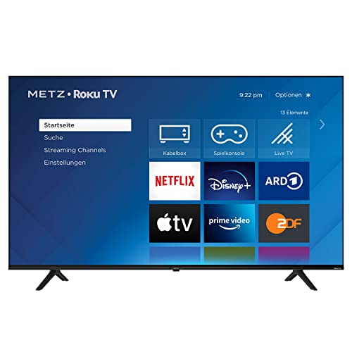 METZ Blue Roku TV, 4K UHD Smart TV, 43 Zoll, 109 cm, Fernseher mit Triple Tuner, Gratismonat Apple TV+ mit WLAN, LAN, HDMI, USB, HDTV, 43MUD6011Z von METZ