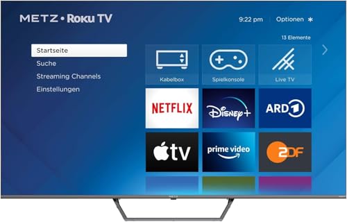 METZ Blue Roku TV, QLED 4K, Smart TV, 65 Zoll, 164cm, Triple Tuner, WLAN, LAN, HDMI, USB von METZ