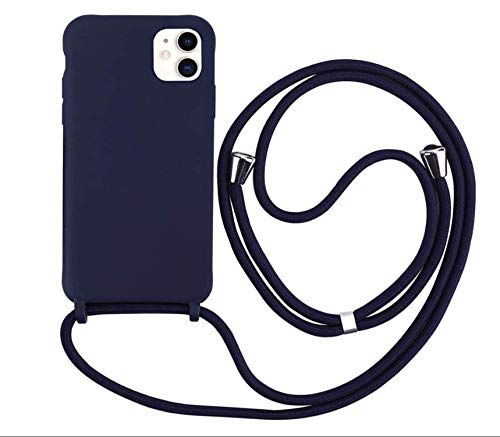 MEVIS Liquid Silikon Handykette Hülle für iPhone 11,Verstellbarer Halskette Silikon Handyhülle-Navy blau von MEVIS