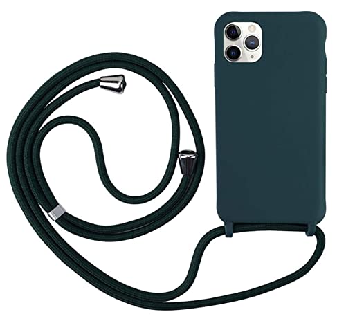 MEVIS Schutzhülle kompatibel mit iPhone 11 Pro, Halsband für Handy-Ketten, dünn, stoßfest, verstellbar, Lanyard Case, Dunkelgrün von MEVIS