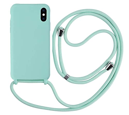 MEVIS Schutzhülle kompatibel mit iPhone X/XS, Halsband für Handy-Ketten, dünn, stoßfest, verstellbar, hellgrün von MEVIS