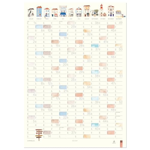 MEYCARD - A2H PORTUGAL Wandkalender 2025, Hochformat DIN A2, Watercolor, Jahresplaner, gerollt von MEYCARD
