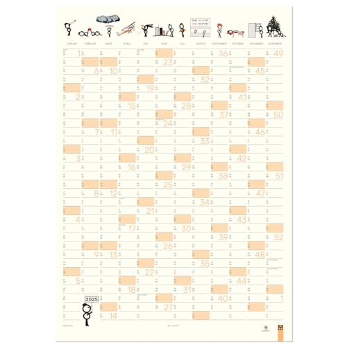 MEYCARD - A2H Wandkalender 2025, Posterkalender, Jahresplaner, Hochformat DIN A2, gerollt von MEYCARD