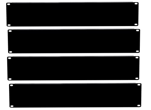 4x Rackblende 19" 483mm 4,45cm Frontplatte U-Form Rack Stahl schwarz Server (2HE) von MF-Cases