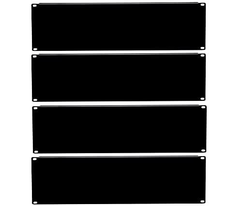 4x Rackblende 19" 483mm 4,45cm Frontplatte U-Form Rack Stahl schwarz Server (3HE) von MF-Cases