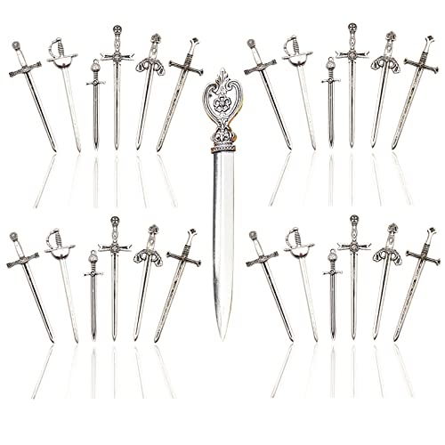 25 Stück 7 Arten Vintage Metall-Lesezeichen, Charm-Anhänger Mini-Schwertmesser-Lesezeichen Langdolch-Lesezeichen Bastelbedarf für Buchliebhaber DIY (Silber) von MFCGHXR