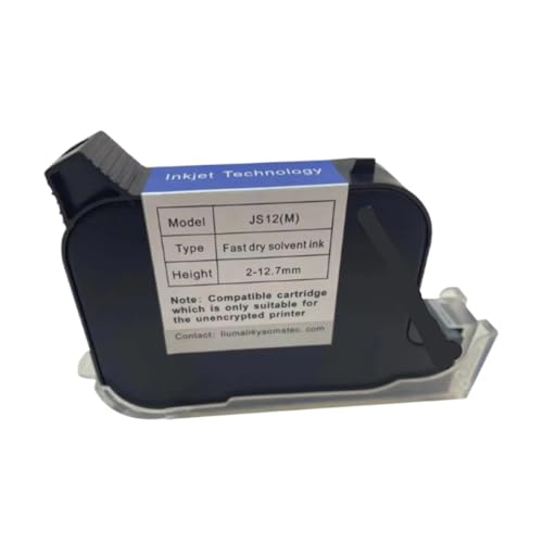 MFHgLKT 1 Stück JS12M 12,7 mm Handheld-Thermo-Tintenstrahldrucker, schnell trocknende Eco-Solvent-Tintenpatrone, kompatibel mit unverschlüsselten Handheld-Druckern(1 Yellow Ink) von MFHgLKT
