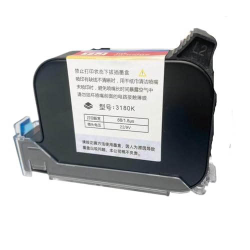 MFHgLKT 1PC unverschlüsselte Handheld-Tintenstrahldrucker-Tintenpatrone, kompatibel mit 3180K schnell trocknender Lösungsmitteltinte, Druckhöhe 12,7 mm, Mehrfarbig(White 1pc S) von MFHgLKT