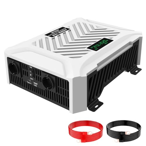 MFUZOP Wechselrichter 24V auf 230V Reiner Sinus 3500W/7000W Spannungswandler Power Inverter mit 2 EU Steckdose, 1 Type-C Anschluss, 2.1A USB-Anschluss (24V-3500W) von MFUZOP