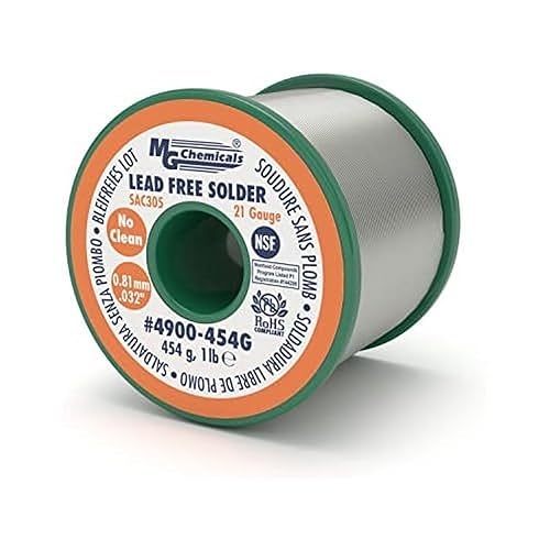 MG Chemicals SAC305, 96,3% Zinn, 0,7% Kupfer, 3% Silber, kein sauberes bleifreies Löten, 0,1 cm Durchmesser, 0,9 kg Spule, 4900-227G MG Chemicals SAC305, 96,3% Zinn, 0,7% Kupfer, 3% Silber, kein sauberes bleifreies Löten, 0,1 cm Durchmesser, 0,9 kg Spule, 4900-227G von MG Chemicals