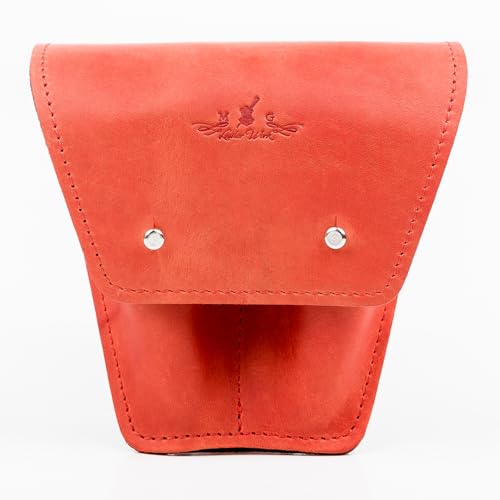 Posaune/Euphonium Mundstückhalter Echtes Leder Mundstück Doppeltasche Mundstück Schutz Tasche Mundstück Etui Posaune & Euphonium Zubehör (Rot) von MG Leather Work