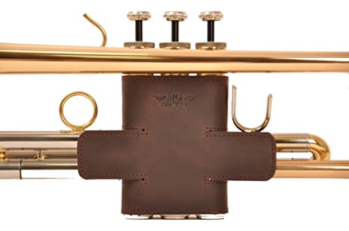 Trompeten-Ventilschutz aus echtem Leder für Schutz und Komfort (Guard, Dunkelbraun) von MG Leather Work