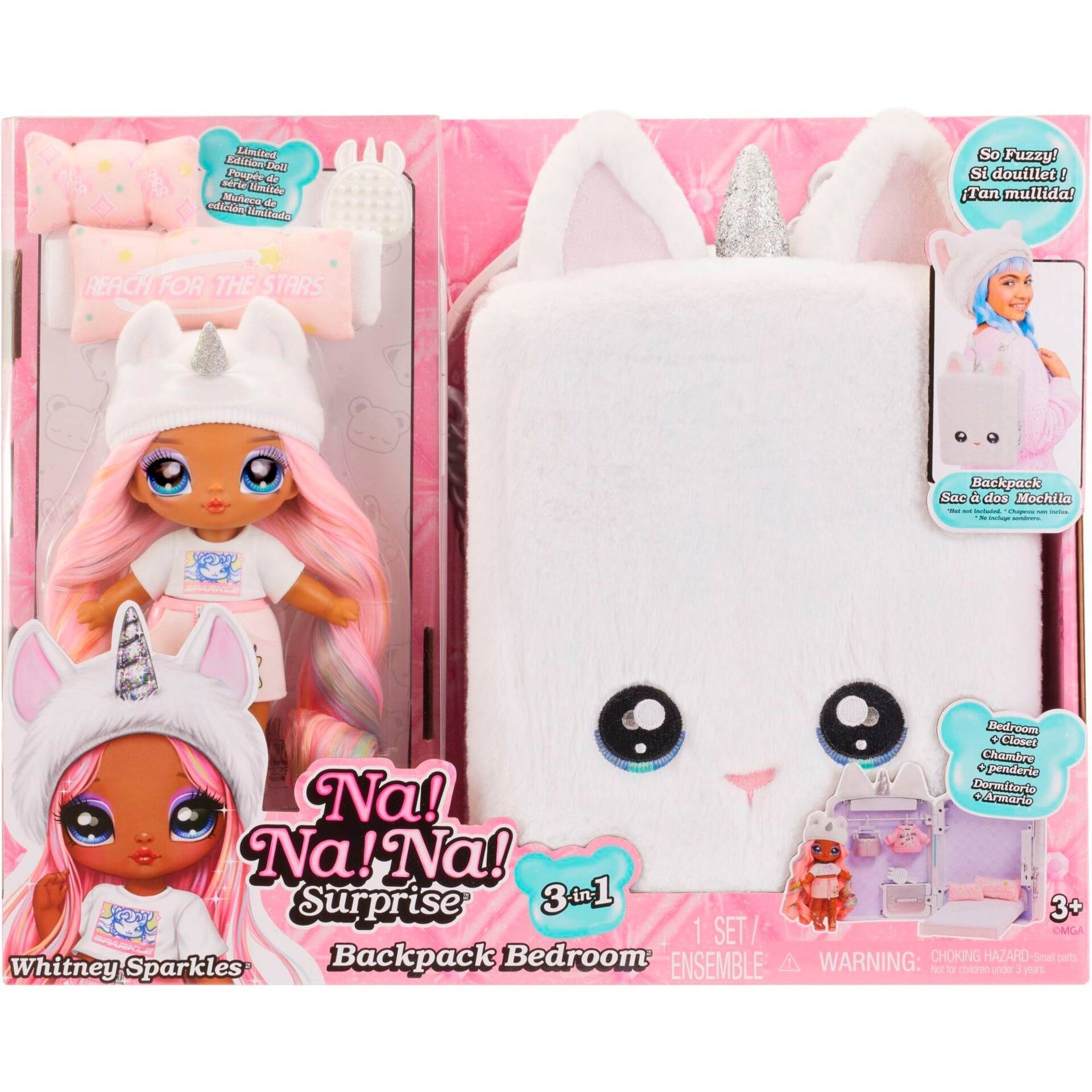 Na! Na! Na! Surprise 3-in-1 Backpack Bedroom Unicorn Whitney Sparkles, Puppe von MGA Entertainment