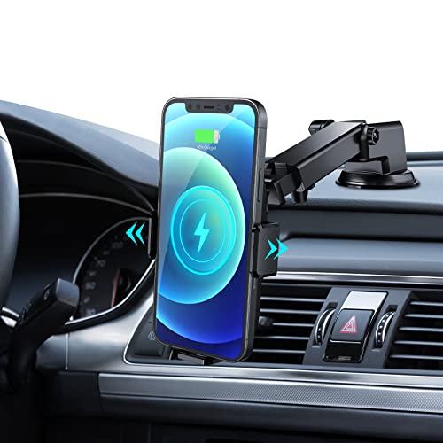 Handyhalterung Auto mit Ladefunktion, 【Smart Sense】 Qi 15W Fast Wireless Charger Auto Induktives Laden Automatischer Induktion Kfz Ladegerät Car Saugnapf für iPhone 12/13/14 Pro von MGLK