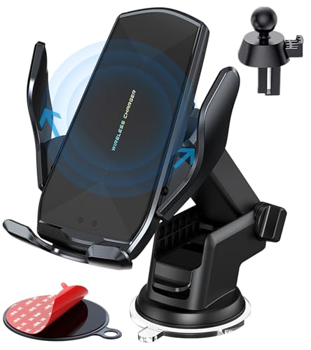 Wireless Car Charger, 15W Qi Fast Charging Auto-Clamping Cell Phone Car Holder ​Air Vent Windshield Dashboard Long Arm Suction Cup Car Phone Mount for iPhone von MGLK