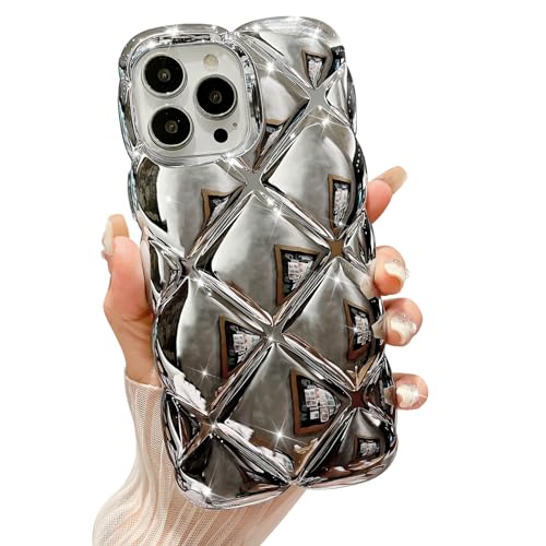 MGQILING Kompatibel mit iPhone 13 Pro Max, luxuriöses Farbverlauf, Diamant-Gitter-Design, galvanisiertes 3D-Muster für Frauen und Mädchen, Anti-Drop-Schutzhülle, Schwarz von MGQILING