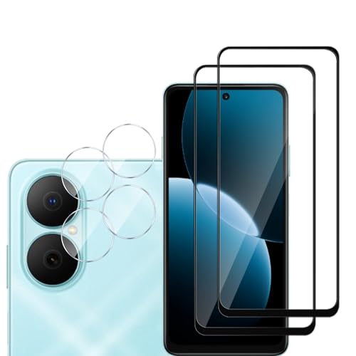 MGUEIAO [2+2 Stück kompatibel mit Huawei Nova Y73 für Displayschutzfolie & Kamera Schutzfolie Linse,HD Displayschutzfolie[9H Härte]-Schwarz von MGUEIAO