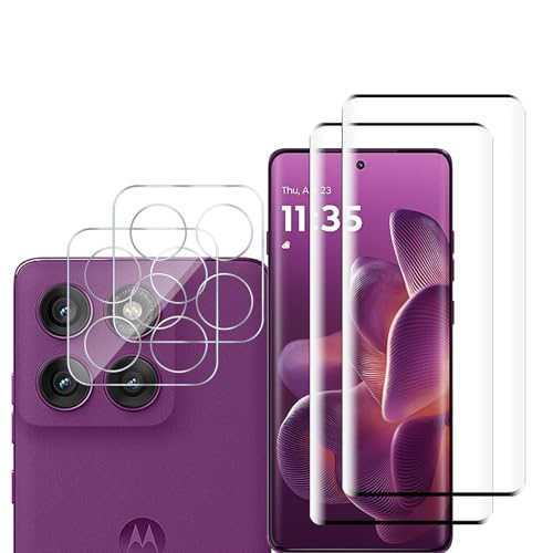 MGUEIAO [2+2 Stück kompatibel mit Motorola Edge 60 Pro für Displayschutzfolie & Kamera Schutzfolie Linse,HD Displayschutzfolie[9H Härte]-Schwarz von MGUEIAO