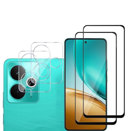 MGUEIAO [2+2 Stück kompatibel mit Realme 14T für Displayschutzfolie & Kamera Schutzfolie Linse,HD Displayschutzfolie[9H Härte]-Schwarz von MGUEIAO