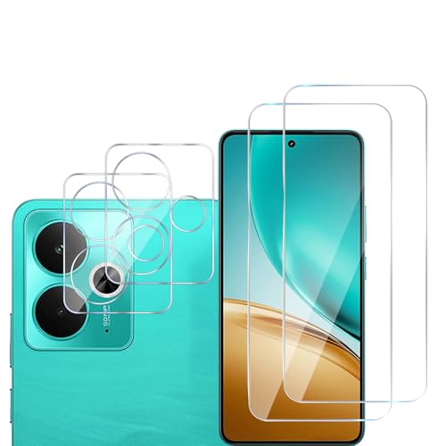 MGUEIAO [2+2 Stück kompatibel mit Realme 14T für Displayschutzfolie & Kamera Schutzfolie Linse,HD Displayschutzfolie[9H Härte] von MGUEIAO