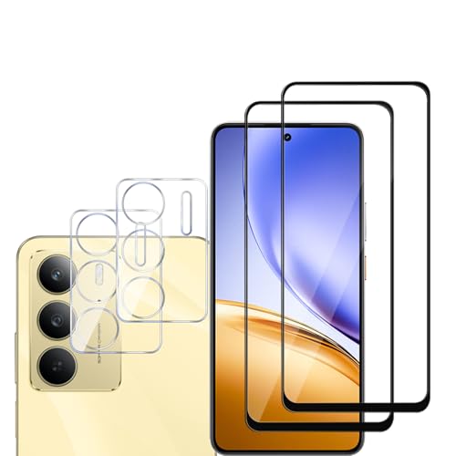 MGUEIAO [2+2 Stück kompatibel mit Realme C75 5G für Displayschutzfolie & Kamera Schutzfolie Linse,HD Displayschutzfolie[9H Härte]-Schwarz von MGUEIAO