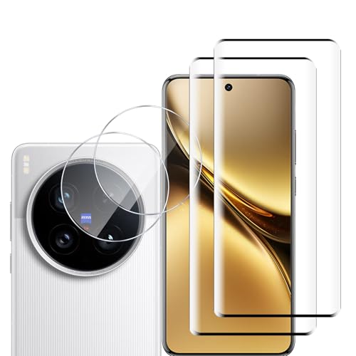 MGUEIAO [2+2 Stück kompatibel mit VIVO X200 Ultra für Displayschutzfolie & Kamera Schutzfolie Linse,HD Displayschutzfolie[9H Härte]-Schwarz von MGUEIAO