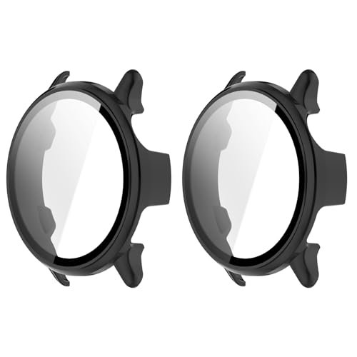 MGUEIAO [2 Stück] kompatibel mit Garmin VivoActive 6 für Hülle,Hülle Mit Displayschutz,Hard PC Rundum Displayschutz Schutz Case für Garmin VivoActive 6-Schwarz von MGUEIAO