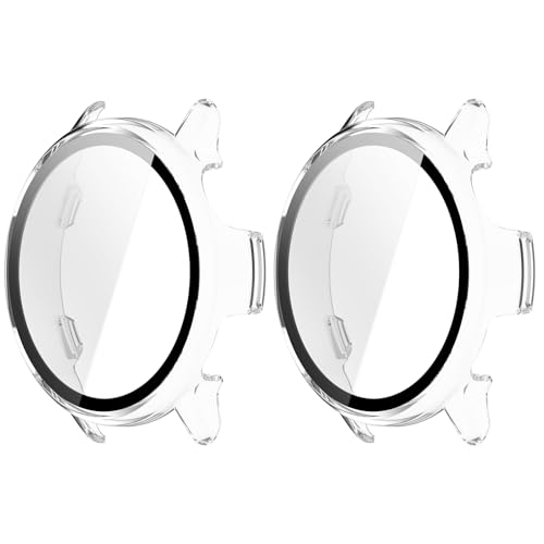 MGUEIAO [2 Stück] kompatibel mit Garmin VivoActive 6 für Hülle,Hülle Mit Displayschutz,Hard PC Rundum Displayschutz Schutz Case für Garmin VivoActive 6-Transparent von MGUEIAO