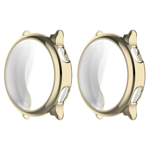 MGUEIAO [2 Stück kompatibel mit Garmin VivoActive 6 für Hülle,Stoßabsorbierende Dünn Designte Schutzhülle,Rundum Schutzhülle HD Ultradünne Schutz Case-Gold von MGUEIAO
