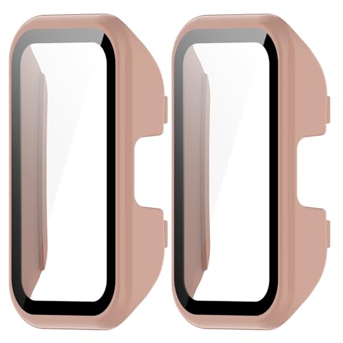 MGUEIAO [2 Stück] kompatibel mit Huawei Band 10 für Hülle,Hülle Mit Displayschutz,Hard PC Rundum Displayschutz Schutz Case für Huawei Band 10-Rosa von MGUEIAO