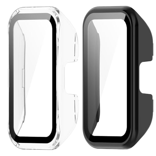 MGUEIAO [2 Stück] kompatibel mit Huawei Band 10 für Hülle,Hülle Mit Displayschutz,Hard PC Rundum Displayschutz Schutz Case für Huawei Band 10-Schwarz+Transparent von MGUEIAO