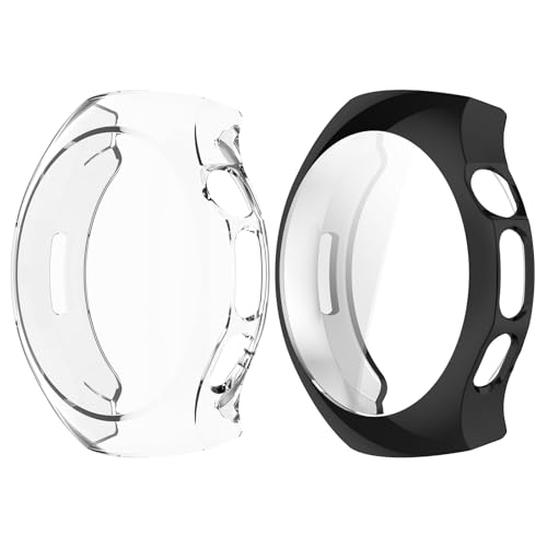 MGUEIAO [2 Stück kompatibel mit Huawei Watch 5 46mm für Hülle,Stoßabsorbierende Dünn Designte Schutzhülle,Rundum Schutzhülle HD Ultradünne Schutz Case-Schwarz+Transparent MGUEIAO [2 Stück kompatibel mit Huawei Watch 5 46mm für Hülle,Stoßabsorbierende Dünn Designte Schutzhülle,Rundum Schutzhülle HD Ultradünne Schutz Case-Schwarz+Transparent von MGUEIAO