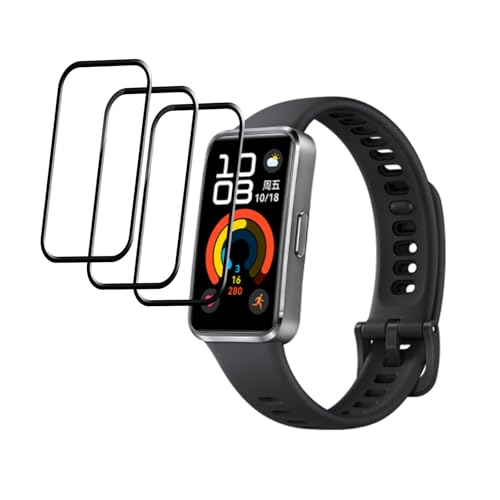 MGUEIAO [3 Stück kompatibel mit Huawei Band 10 für Displayschutzfolie,3D gekrümmte Kante Anti-Scratch Bubble Free HD Ultra Shatterproof Flexible Schutzfolie [Anti Scratch]-Schwarz von MGUEIAO