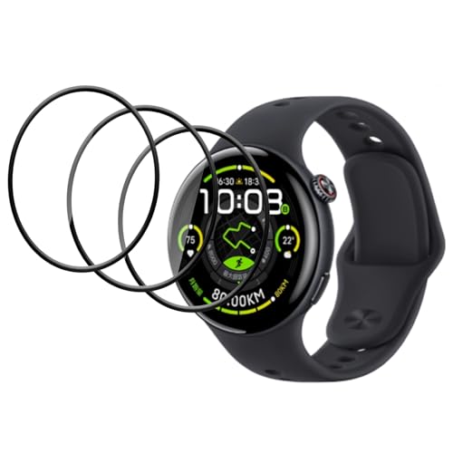 MGUEIAO [3 Stück kompatibel mit VIVO Watch 5 für Displayschutzfolie,3D gekrümmte Kante Anti-Scratch Bubble Free HD Ultra Shatterproof Flexible Schutzfolie [Anti Scratch]-Schwarz von MGUEIAO