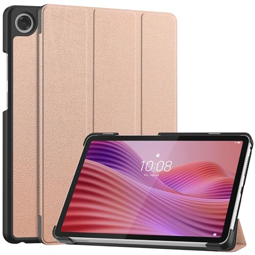 MGUEIAO Hülle Kompatibel mit Lenovo Tab One 8.7 inch,Standfunktion Schlanke PU Leder Telefontasche mit Dreifachem Standfuß [Sturzsicher]-Rose Gold von MGUEIAO