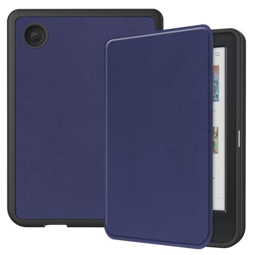 MGUEIAO Kompatibel mit Tolino Shine 5 2024/Tolino Shine Colour für Hülle,Standfunktion Schlanke PU Leder Telefontasche mit Dreifachem Standfuß [Sturzsicher]-Marineblau von MGUEIAO