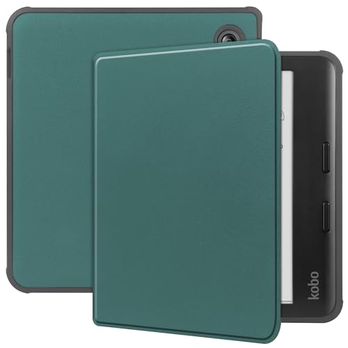 MGUEIAO Kompatibel mit Tolino Vision Color für Hülle,Standfunktion Schlanke PU Leder Telefontasche mit Dreifachem Standfuß [Sturzsicher]-Grün von MGUEIAO