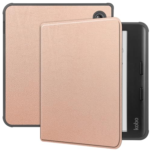 MGUEIAO Kompatibel mit Tolino Vision Color für Hülle,Standfunktion Schlanke PU Leder Telefontasche mit Dreifachem Standfuß [Sturzsicher]-Rose Gold von MGUEIAO