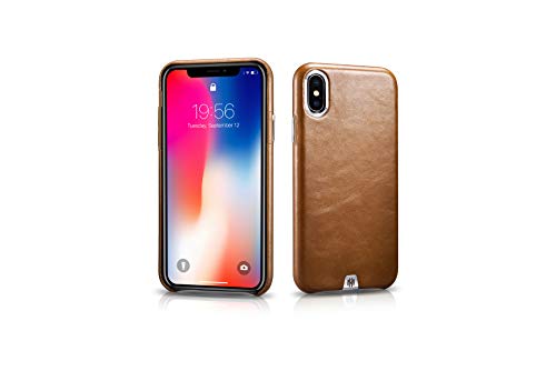 MH Quality Lederhülle für iPhone X/XS, Vintage Leder Echtleder (Rind) Hardcover Handyhülle Case | Khaki von MH Quality