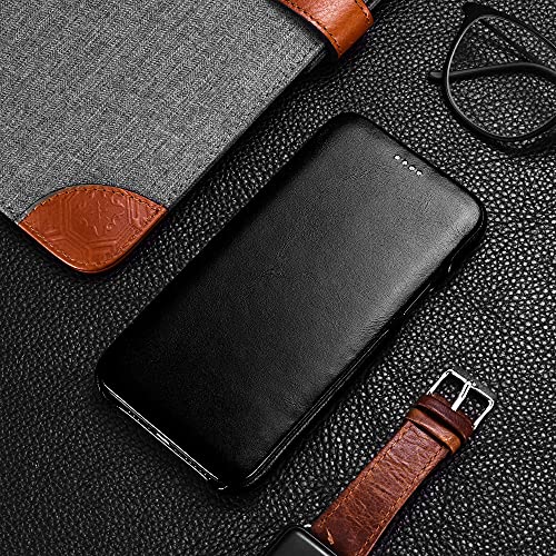 MH Quality Handyhülle für iPhone 12/12 Pro Max, Premium klappbar Lederhülle, Stoßfestes Flip Case mit Magnetverschluss abgerundete Kante | Schwarz von MH Quality